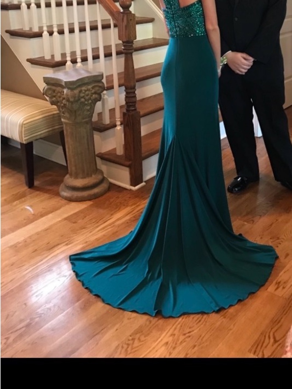 Sherri Hill Forest Green Beaded Bodice Prom Gown